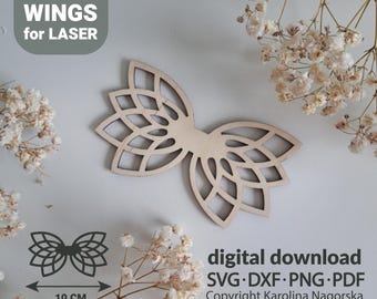 Archivos SVG de alas de loto para corte láser y diseño de macramé (descarga digital)