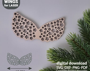 Archivo de alas de estrella de macramé navideñas, alas de ángel para láser SVG