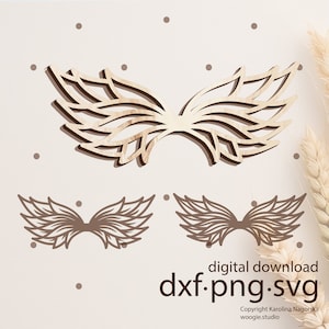Może przedstawiać: Cyfrowy plik do pobrania z zestawem dwóch skomplikowanych, szczegółowych, brązowych skrzydeł z piór. Skrzydła mają symetryczny wzór i idealnie nadają się do projektów rękodzielniczych.