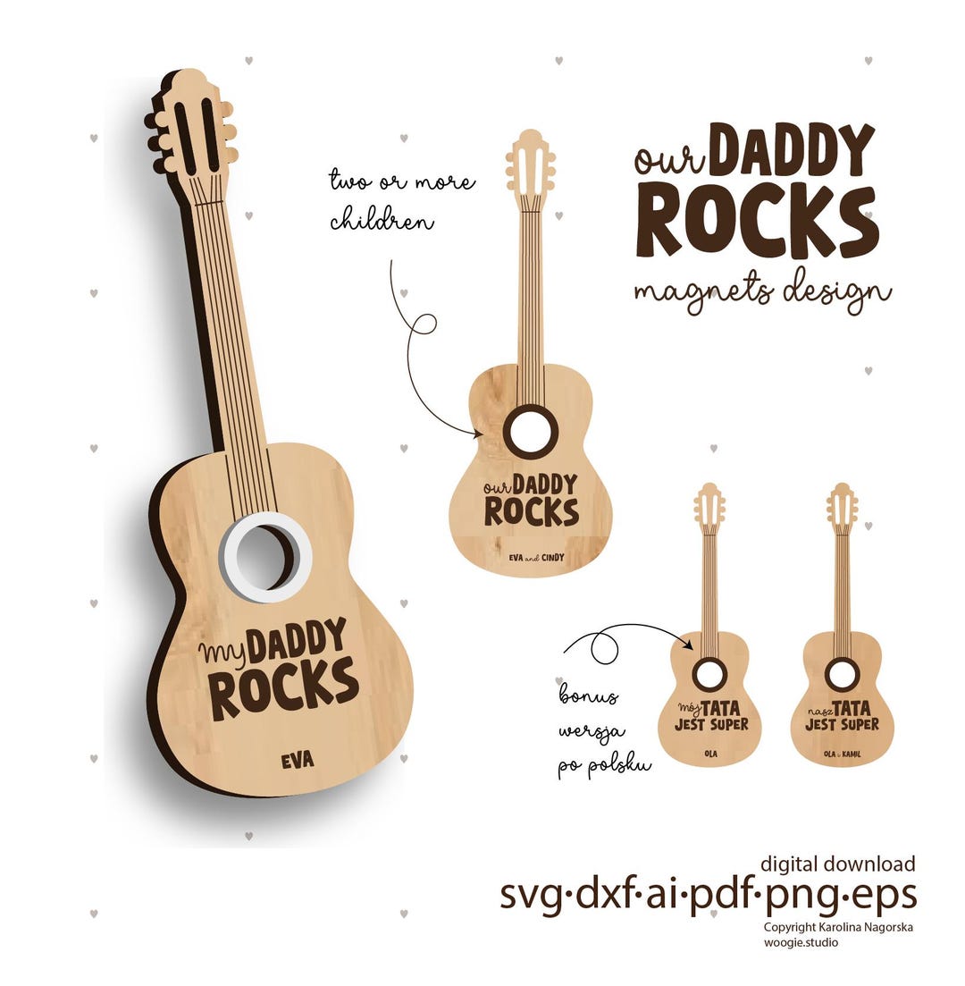 Father's Day Guitar Magnet Laser Cut Design (svg, Dxf, Eps, Ai, Png) - Etsy