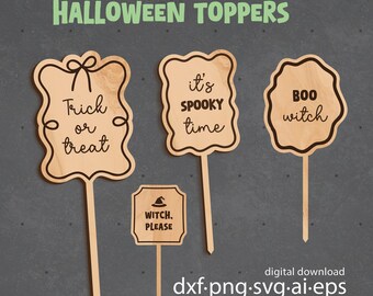 Set di decorazioni per torte di Halloween, file svg per taglio laser