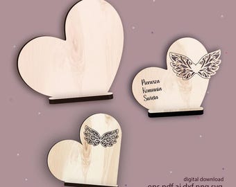 Heart Shaped Laser Cut Bases: Macrame Angel SVG Files (Digital Download)