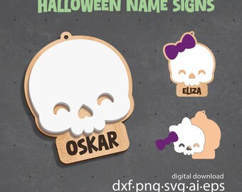 Etiquetas de nombre de Halloween Archivos digitales para corte láser