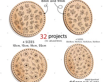 Lot de fichiers Svg découpés au laser, ensemble de bases rondes et ovales pour crochet,