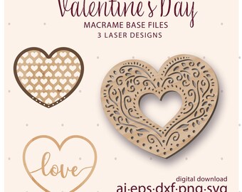 Valentine’s Day macrame heart laser files