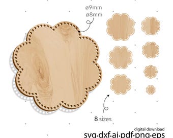Flower shaped basket base for crochet, svg files for laser