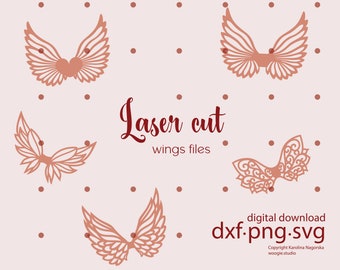 Angel Wings Laser Cut Files: Vector SVG DXF PNG (Digital Download)