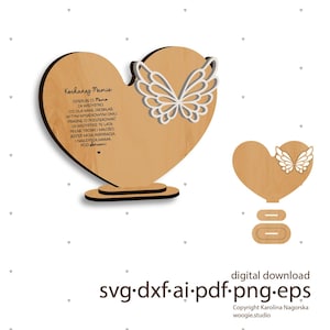 Bases em formato de coração para corte a laser - Arquivos SVG para anjos de macramê - Perfeito para o dia das mães