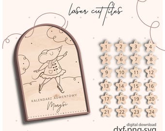 Laser-cut Advent calendar template 24 and 25 days design