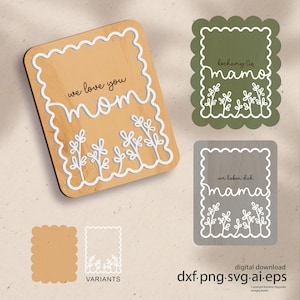 Tarjetas del Día de la Madre para cortar con láser, conjunto de archivos SVG, PL, EN, DE