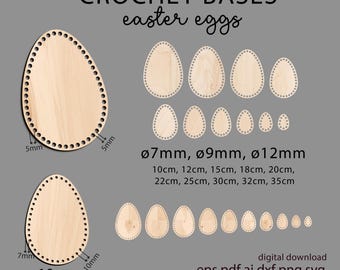Base de cesta de ganchillo para huevo de Pascua, archivos cortados con láser (svg, dxf, pdf, png, ai, eps) Descarga digital