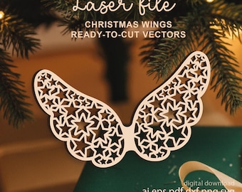 Archivos SVG de corte de alas navideñas: Diseño de alas de ángel (descarga digital)