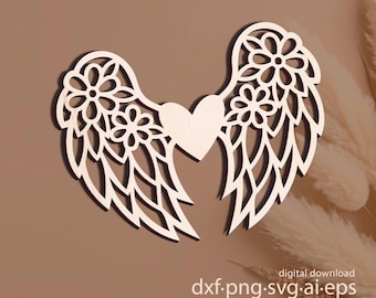 Alas de ángel SVG: Archivos de ángel para macramé para láser (descarga digital)