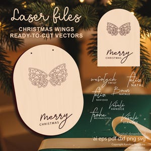 Personalized Angel Wings Ornament - Laser Engraving & Cutting Digital Files