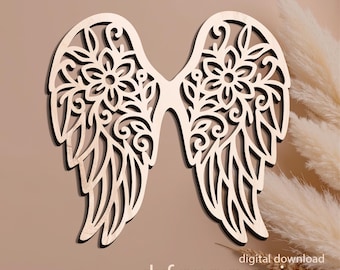 Alas de ángel cortadas con láser SVG: Archivos para muñecas de macramé (Descarga digital)