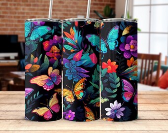 butterflies and flowers 20 OZ Stainless Steel Tumbler.