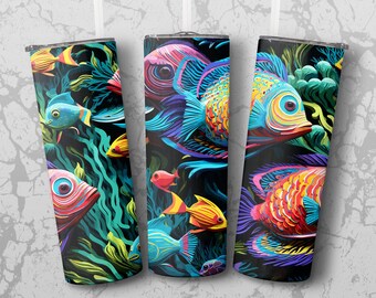 Tumber Wrap: vibrant tropical fish 20 oz Tumbler Sublimation Design, Straight & Tapered Wrap, Tumbler Wrap, Tumbler PNG, Instant Download