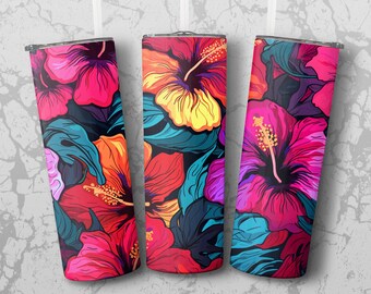 Tumber Wrap: hibiscus 20 oz Tumbler Sublimation Design, Straight & Tapered Wrap, Tumbler Wrap, Tumbler PNG, Instant Download