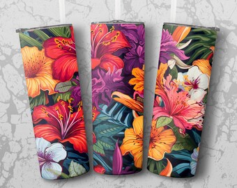 Tumber Wrap: tropical flower burst 20 oz Tumbler Sublimation Design, Straight & Tapered Wrap, Tumbler Wrap, Tumbler PNG, Instant Download