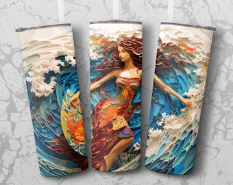 Tumber Wrap: surfer princess 20 oz Tumbler Sublimation Design, Straight & Tapered Wrap, Tumbler Wrap, Tumbler PNG, Instant Download