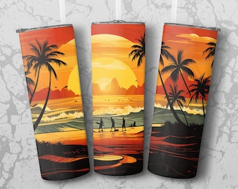 Tumbler Wrap: retro sunset endless summer 20 oz Tumbler Sublimation Design, Straight & Tapered Wrap, Tumbler Wrap, Tumbler PNG,
