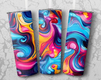Tumber Wrap: bright paint swirls 20 oz Tumbler Sublimation Design, Straight & Tapered Wrap, Tumbler Wrap, Tumbler PNG, Instant Download