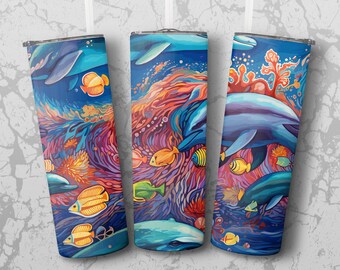 Tumber Wrap: dolphin dreams 20 oz Tumbler Sublimation Design, Straight & Tapered Wrap, Tumbler Wrap, Tumbler PNG, Instant Download