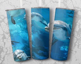 Tumber Wrap: smiling dolphins 20 oz Tumbler Sublimation Design, Straight & Tapered Wrap, Tumbler Wrap, Tumbler PNG, Instant Download
