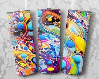 Tumber Wrap: paint swirls and bubbles 20 oz Tumbler Sublimation Design, Straight & Tapered Wrap, Tumbler Wrap, Tumbler PNG, Instant Download