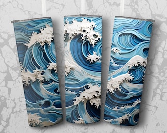Tumber Wrap: ocean wild waves 20 oz Tumbler Sublimation Design, Straight & Tapered Wrap, Tumbler Wrap, Tumbler PNG, Instant Download