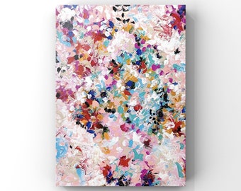 Abstract flower painting, hand-painted canvas, home pink wall decor, textured art work, impression blooming floral canvas