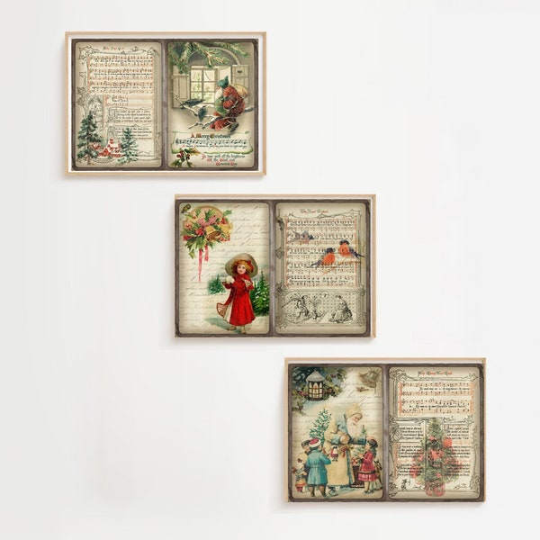 Christmas Sheet Music, Vintage Christmas Carol Print, Aged Antique Christmas Hymn Holiday Song, Hymnal Art, Farmhouse Holiday Art, Wall Art