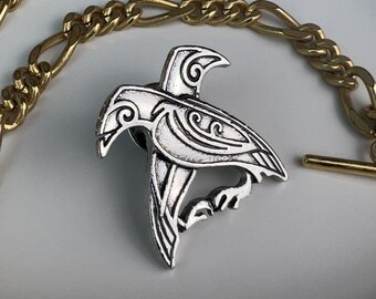 Norse Dual Raven Brooch Pin | Medieval Viking Pagan Vintage Gift for Him Mens Luxury Lapel Jewellery