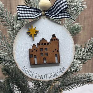 Hand painted O Little Town of Bethlehem Ornament