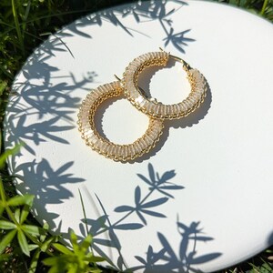 Gold and silk hoop earrings Handmade sead bead earrings