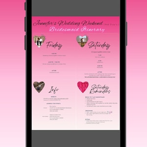 Wedding Day Itinerary Details Weekend Guide, Canva Bridal Wedding Planner Digital Download, Wedding Party Timeline, Bridal Party Timeline