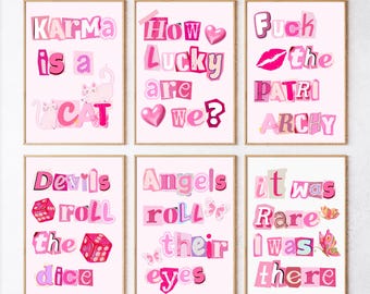 13 Feminist Quote Song Lyrics Poster Print, Girly Pink Room Decor, Pop Music Digital Art, Teenager Dorm Decor, Scrapbook Themed Art
