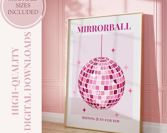 Roze discobal-kunstprint: groovy retrodecor (digitale download)