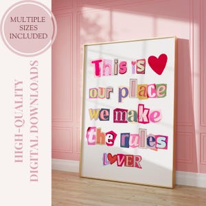 Lover Song Lyric Poster: Girly Pink Pop Music Wall Art (Digital Download PNG File)