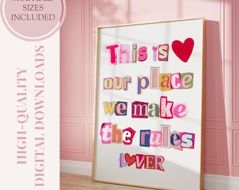 Lover Song Lyric Poster, Taylor Song Lyrics Wall Art, Pop Music Digital Wall Art, Girly Bedroom Decor, Cool Girl Pink Poster, Gift Ideas