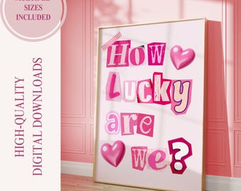 Impressão artística feminista rosa: Letra da música "How Lucky Are We" (Download digital)