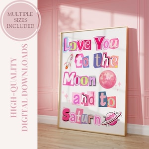 Seven TS Song Lyrics Poster Print, Love You to the Moon and to Saturn Poster Wall Art, Pop Music Digital Art, Swifties Gift Idea