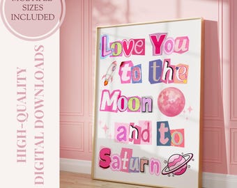 Seven TS Song Lyrics Poster Print, Love You to the Moon and to Saturn Poster Wall Art, Pop Music Digital Art, Swifties Gift Idea