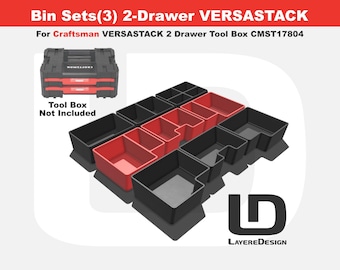 Craftsman VERSASTACK CMST17804 Drawer Bins | 2-Drawer Tool Box | Set of 3 | Black or Red