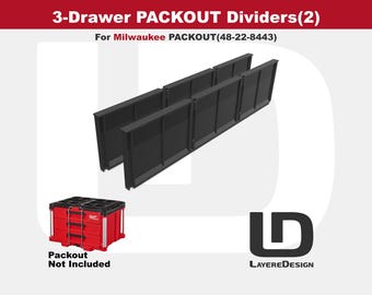 Milwaukee PACKOUT 3-Drawer Dividers(2) | Custom Tool Organization | 48-22-8443 (Black or Red)