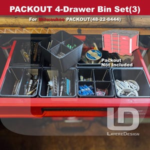 4-Drawer Bin Sets | Milwaukee PACKOUT Tool Box 48-22-8444 (Pack of3)