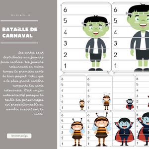 Jeu de Bataille Carnaval Numérique pour Enfants – Cartes à Imprimer