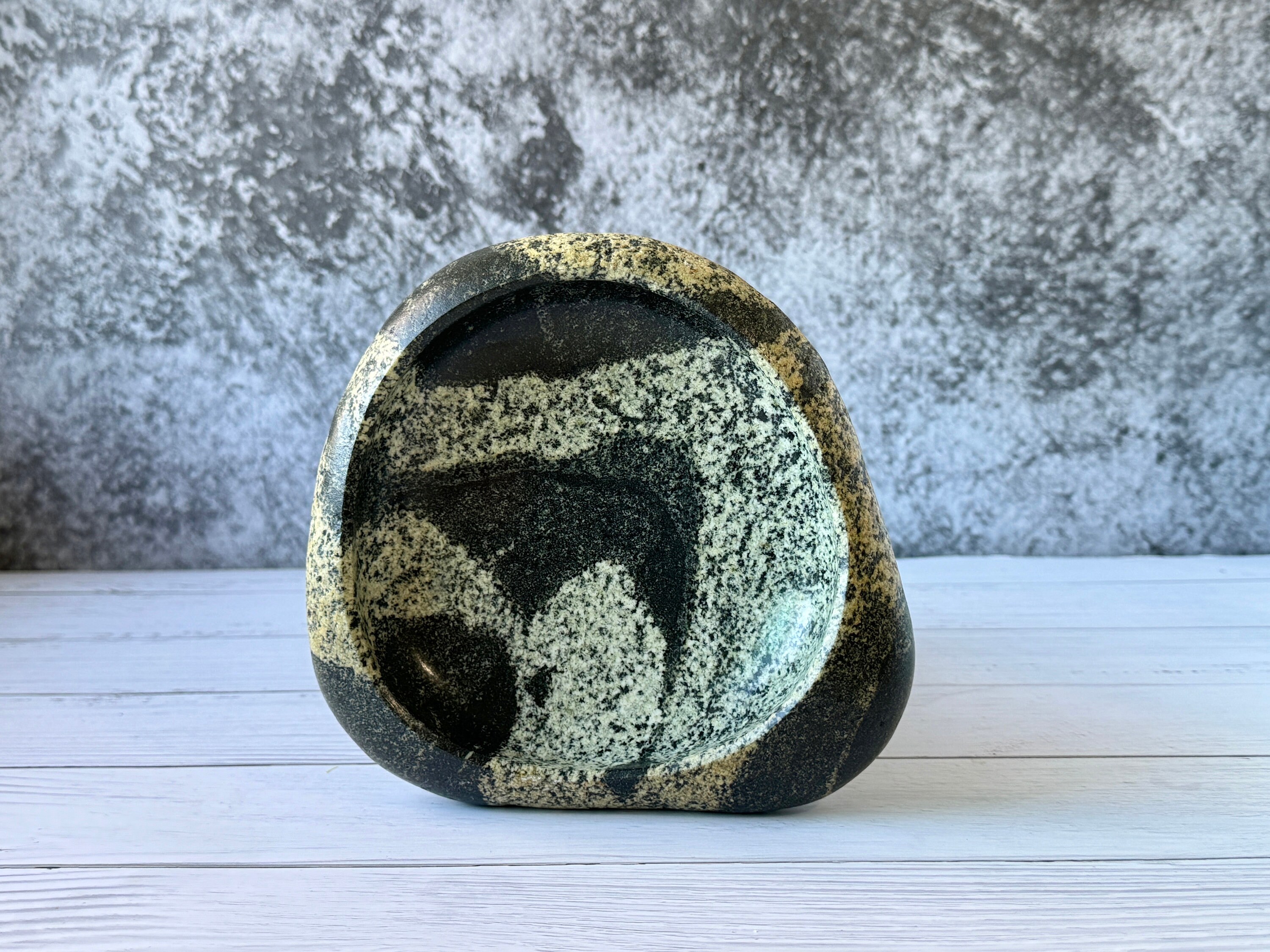 Mystic Mosaic Handcrafted Natural Stone Bowl Riverstone Serving Tray