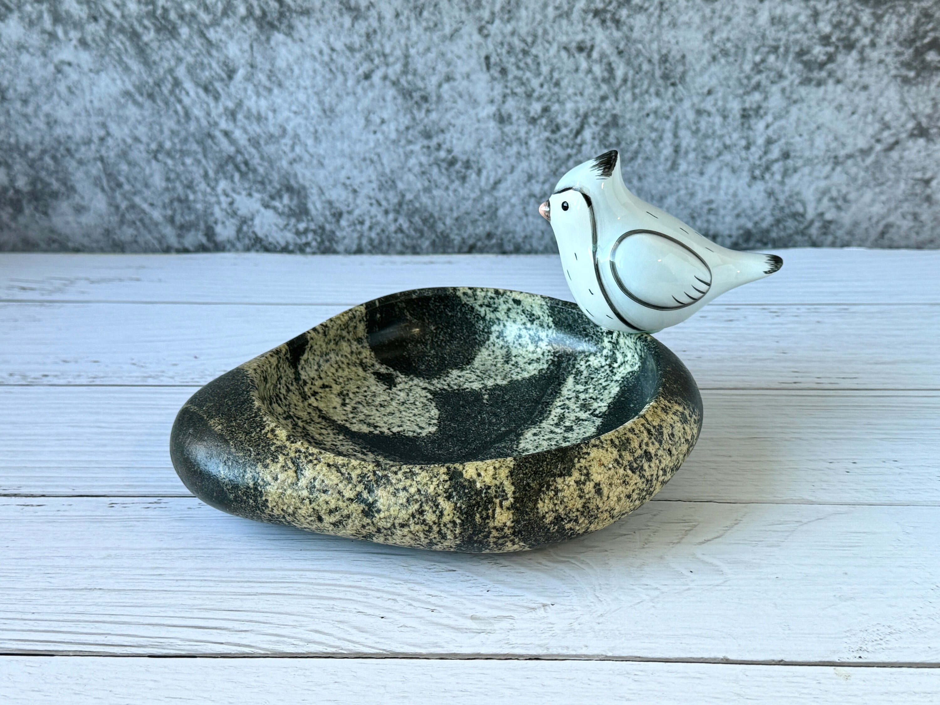 Mystic Mosaic Handcrafted Natural Stone Bowl Riverstone Serving Tray