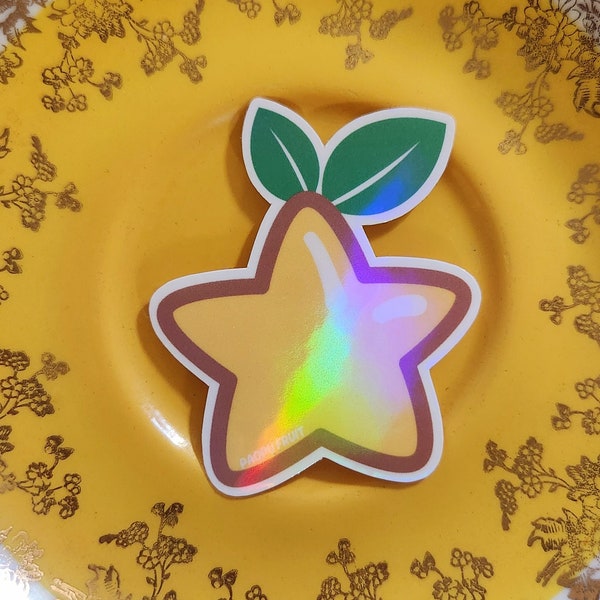 Paopu Fruit / star friendship fruit / kingdom hearts video game - gamer / gift or collection sticker - holographic